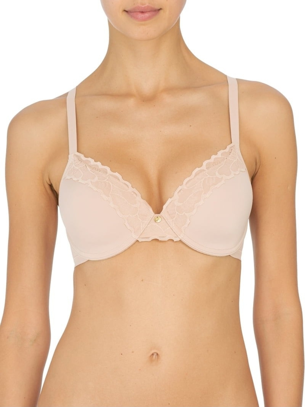 NWT Natori Refined Nude Lace-Trim Plunge Bra 36D
